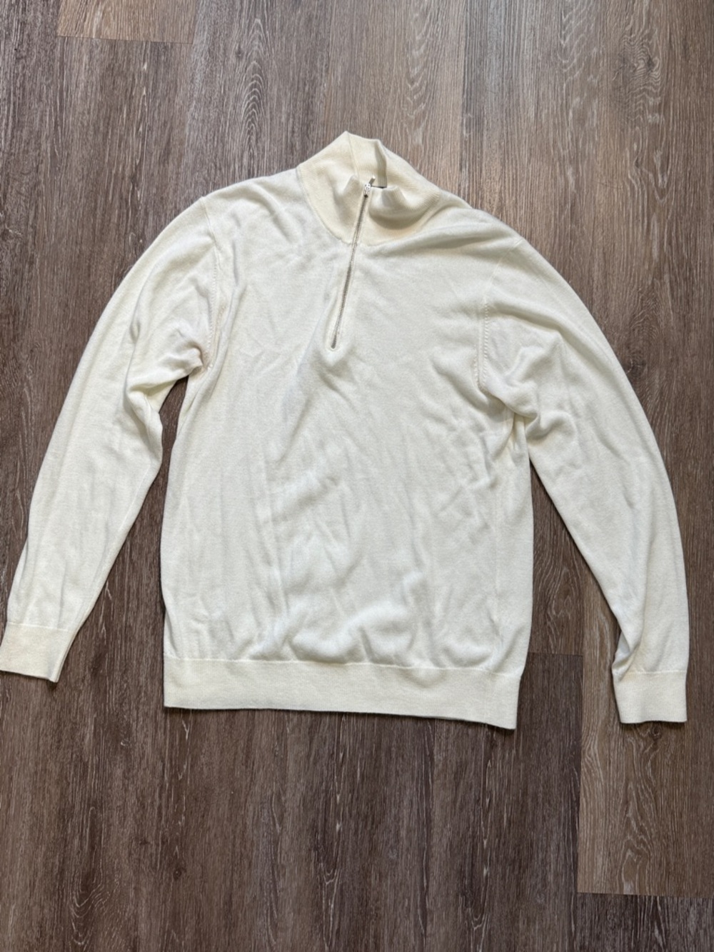 Comme Ca Ism Cream Quarter-Zip Sweater